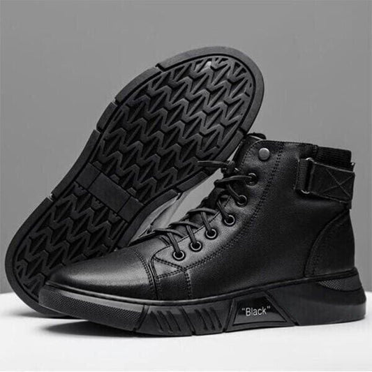 Hand-Made Mens Casual Black Leather Boots