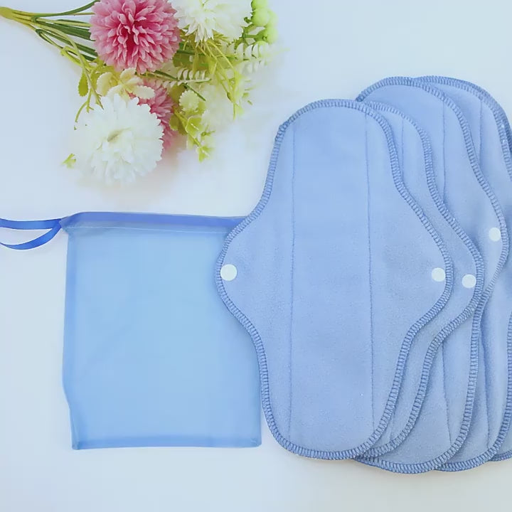 Reusable Cloth Menstrual Pads, Leak-Proof & Washable, Soft & Absorbent, 32 cm Length, 11 cm Width, 5 Colours, Pack of 5 (Multi colour)